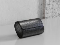 Etier Verdi Double Watch Roll Black Crocodile Leather