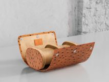 Etier Gusto Double Watch Roll Tan Ostrich Leather