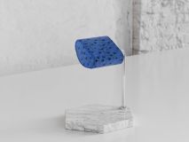 Etier Single Watch Stand Carrara Marble & Blue Ostrich Leather