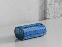 Etier Verdi Double Watch Roll Blue Crocodile Leather