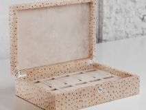 Etier Struzzo Ten Watch Case Light Cappuccino Ostrich Leather