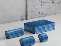 Etier Watch Rolls & Case Blue Crocodile Leather Set