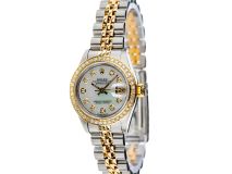 Rolex Datejust 26mm with White Mother of Pearl Dial and Diamond Bezel