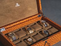 Etier Struzzo Ten Watch Case Tan Ostrich Leather