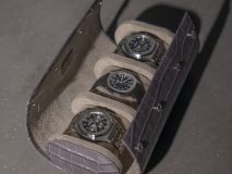 Etier Verdi Triple Watch Roll Grey Crocodile Leather
