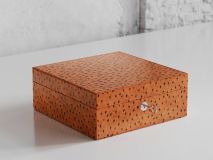 Etier Vigo Four Watch Case Tan Ostrich Leather