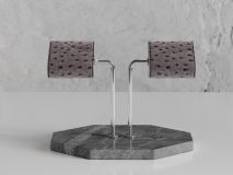 Etier Double Watch Stand Hermes Marble & Grey Ostrich Leather