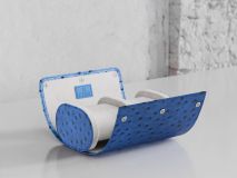 Etier Watch Rolls & Case Blue Ostrich Leather Set