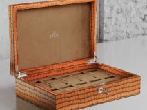 Etier Zegato Ten Watch Case Tan Crocodile Leather
