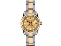 Rolex Datejust 26mm with Champagne Diamond Dial and Diamond Bezel