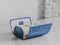 Etier Verdi Double Watch Roll Blue Crocodile Leather