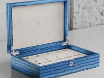 Etier Zegato Ten Watch Case Blue Crocodile Leather