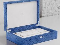 Etier Watch Rolls & Case Blue Ostrich Leather Set