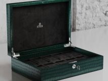 Etier Watch Rolls & Case Green Crocodile Leather Set