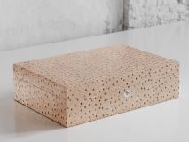 Etier Struzzo Ten Watch Case Light Cappuccino Ostrich Leather