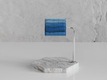 Etier Single Watch Stand Carrara Marble & Blue Crocodile Leather