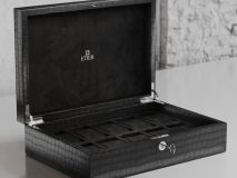 Etier Zegato Ten Watch Case Black Crocodile Leather