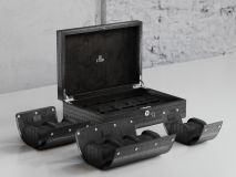 Etier Watch Rolls & Case Black Crocodile Leather Set