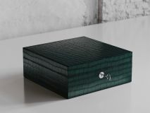 Etier Tempo Four Watch Case Green Crocodile Leather