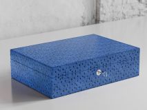 Etier Watch Rolls & Case Blue Ostrich Leather Set