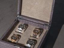 ETIER Tempo Four Watch Case Grey Crocodile Leather