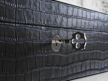 Etier Tempo Four Watch Case Black Crocodile Leather