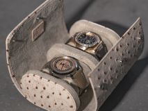 Etier Gusto Double Watch Roll Light Cappuccino Ostrich Leather