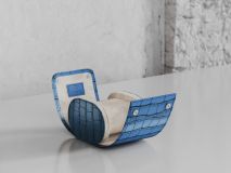 Etier Verdi Single Watch Roll Blue Crocodile Leather