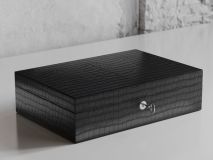 Etier Zegato Ten Watch Case Black Crocodile Leather