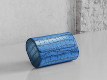 Etier Verdi Double Watch Roll Blue Crocodile Leather