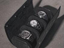 Etier Verdi Triple Watch Roll Black Crocodile Leather