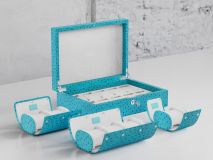 Etier Watch Rolls & Case Aqua Ostrich Leather Set