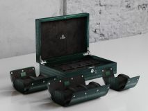Etier Watch Rolls & Case Green Crocodile Leather Set
