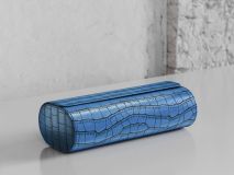 Etier Verdi Triple Watch Roll Blue Crocodile Leather