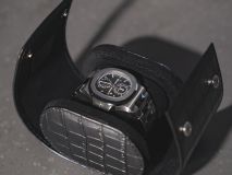 Etier Verdi Single Watch Roll Black Crocodile Leather