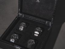 Etier Tempo Four Watch Case Black Crocodile Leather