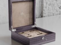 ETIER Tempo Four Watch Case Grey Crocodile Leather