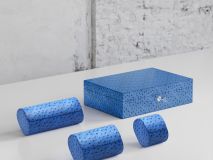 Etier Watch Rolls & Case Blue Ostrich Leather Set