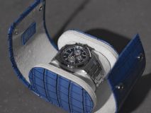 Etier Verdi Single Watch Roll Blue Crocodile Leather
