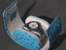 Etier Gusto Single Watch Roll Aqua Ostrich Leather