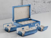 Etier Watch Rolls & Case Blue Crocodile Leather Set