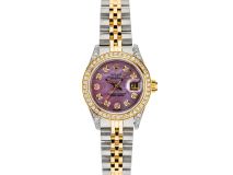 Rolex Datejust 26mm with Purple Mother of Pearl Dial, Diamond Bezel, and Diamond-Set Shoulders