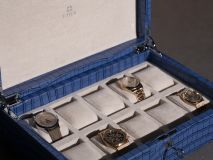 Etier Zegato Ten Watch Case Blue Crocodile Leather