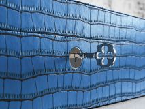 Etier Zegato Ten Watch Case Blue Crocodile Leather