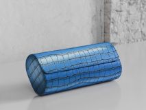 Etier Verdi Triple Watch Roll Blue Crocodile Leather