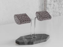 Etier Double Watch Stand Hermes Marble & Grey Ostrich Leather