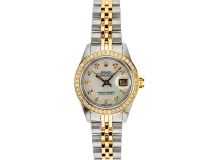 Rolex Datejust 26mm with White Mother of Pearl Dial and Diamond Bezel