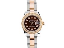 Rolex Datejust 26mm with Chocolate Diamond Dial and Diamond Bezel