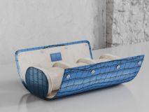 Etier Verdi Triple Watch Roll Blue Crocodile Leather