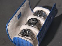 Etier Verdi Triple Watch Roll Blue Crocodile Leather
